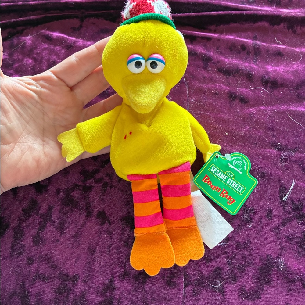 Vintage 1998 Sesame Street Yellow Big Bird Plush with Striped Legs